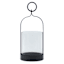 Black Metal Glass Lantern with Ring Handle, 8"