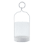 White Metal & Glass Lantern with Ring Handle, 8"