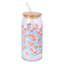 REAL SIMPLE Floral Glass Tumbler with Bamboo Lid, 24oz