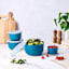 REAL SIMPLE 8-Piece Blue Round Plastic Ribbed Mixing Bowl Set