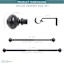 Snugset 1" Black Knob No-Tool Curtain Rod, 18-60"