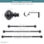 Snugset 1" Black Knob No-Tool Curtain Rod, 60-120"
