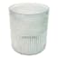 Blue Ribbed Glass Hurricane Candle Holder, 6"