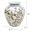 Brown Floral Ceramic Vase, 10"