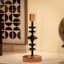 Brown Glass Candle Holder, 8"