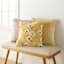 Gold Petal Cut Velvet Throw Pillow, 18"