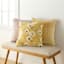 Gold Peony Printed Throw Pillow, 18"