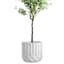 Short White Diamond Ribbed Shadow Outdoor Planter, Large