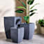 Japi All-Weather Charcoal Grey Modern Square Outdoor Planter, Small