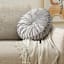 Holan Grey Pleated Velvet Round Throw Pillow, 16"