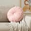 Holan Blush Pink Pleated Velvet Round Throw Pillow, 16"
