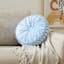 Holan Light Blue Pleated Velvet Round Throw Pillow, 16"