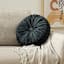 Holan Black Pleated Velvet Round Throw Pillow, 16"