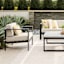 Honeybloom Tan & White Block Stripe Square Outdoor Throw Pillow, 18"
