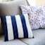 Providence Navy Blue Awning Stripe Square Outdoor Throw Pillow, 16"