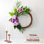 Purple Flowers Half Wreath, 22"