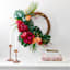 Red Flowers Half Wreath, 22"