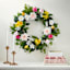 Pink, White & Yellow Mixed Flower Wreath, 24"