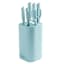 REAL SIMPLE 8-Piece Blue Ribbed Cutlery Block Set with Sharpener