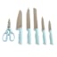 REAL SIMPLE 8-Piece Blue Ribbed Cutlery Block Set with Sharpener