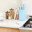 REAL SIMPLE 8-Piece Blue Ribbed Cutlery Block Set with Sharpener
