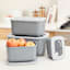 REAL SIMPLE 8-Piece Grey Rect Plastic Ribbed Mixing Bowl Set