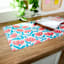REAL SIMPLE Light Blue Floral Faux Leather Desk Pad, 31x15.5