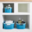 REAL SIMPLE Blue Rattan Storage Basket, Large