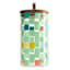 REAL SIMPLE Green Check Print Glass Canister with Acacia Lid, 34oz