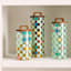 REAL SIMPLE Green Check Print Glass Canister with Acacia Lid, 45oz