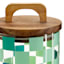REAL SIMPLE Green Check Print Glass Canister with Acacia Lid, 62oz