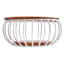 REAL SIMPLE Small White Metal Wire Fruit Basket with Acacia Wood Lid, 9"