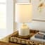 Honeybloom White & Tan Ceramic Mini Table Lamp with Shade, 12"