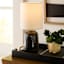 Found & Fable Dark Grey Ceramic Textured Extra Small Table Lamp with Shade, 12.7"