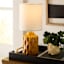 Honeybloom Yellow Groove Ceramic Mini Table Lamp with Shade, 13"