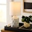 Honeybloom Cream Ceramic Groove Mini Table Lamp with Shade, 13"