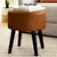 Emmy Stool with Black Wooden Legs, Cognac Faux Leather