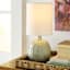 Light Blue Ceramic Mini Table Lamp with Shade, 13"
