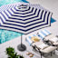 Navy Blue Awning Striped Crank & Tilt Round Patio Umbrella, 9'