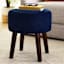 Emmy Stool with Wooden Legs, Navy Corduroy