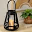 Black LED Rattan Lantern, 7x9