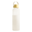 REAL SIMPLE White Glass Silicone Sleeve Bottle with Ring Top Carrier, 18oz