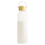 REAL SIMPLE White Glass Silicone Sleeve Bottle with Ring Top Carrier, 18oz