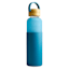 REAL SIMPLE Blue Glass Silicone Sleeve Bottle with Ring Top Carrier, 18oz