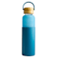 REAL SIMPLE Blue Glass Silicone Sleeve Bottle with Ring Top Carrier, 18oz