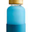 REAL SIMPLE Blue Glass Silicone Sleeve Bottle with Ring Top Carrier, 18oz