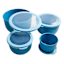 REAL SIMPLE 8-Piece Blue Round Plastic Ribbed Mixing Bowl Set
