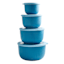 REAL SIMPLE 8-Piece Blue Round Plastic Ribbed Mixing Bowl Set