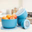 REAL SIMPLE 8-Piece Blue Round Plastic Ribbed Mixing Bowl Set
