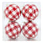 4-Count Red Plaid Gloss Ornaments, 4"